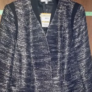 NWT  Kasper woven blazer, black & white 16w